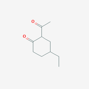 molecular formula C10H16O2 B13056320 2-Acetyl-4-ethylcyclohexan-1-one 