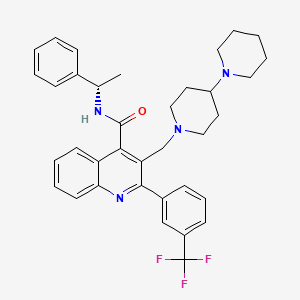 molecular formula C36H39F3N4O B13056335 (S)-3-([1,4'-Bipiperidin]-1'-ylmethyl)-N-(1-phenylethyl)-2-(3-(trifluoromethyl)phenyl)quinoline-4-carboxamide 