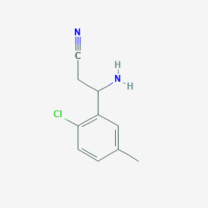 molecular formula C10H11ClN2 B13056402 3-Amino-3-(2-chloro-5-methylphenyl)propanenitrile 