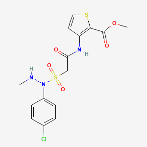 molecular formula C15H16ClN3O5S2 B13056485 methyl3-{2-[N'-methyl(4-chlorophenyl)hydrazinesulfonyl]acetamido}thiophene-2-carboxylate 