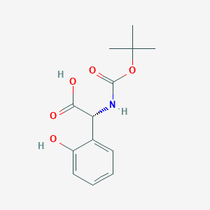 molecular formula C13H17NO5 B13056491 (R)-2-((Tert-butoxycarbonyl)amino)-2-(2-hydroxyphenyl)acetic acid 