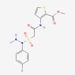 molecular formula C15H16FN3O5S2 B13056530 methyl3-{2-[N'-methyl(4-fluorophenyl)hydrazinesulfonyl]acetamido}thiophene-2-carboxylate 