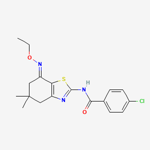 4-chloro-N-[(7E)-7-ethoxyimino-5,5-dimethyl-4,6-dihydro-1,3-benzothiazol-2-yl]benzamide