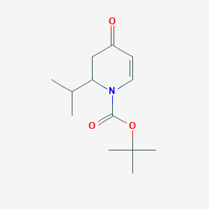 molecular formula C13H21NO3 B13056595 2-Isopropyl-4-oxo-3,4-dihydro-2H-pyridine-1-carboxylic acid tert-butyl ester 