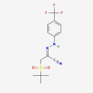 (E)-1-(2-methylpropane-2-sulfonyl)-N-[4-(trifluoromethyl)phenyl]methanecarbohydrazonoylcyanide