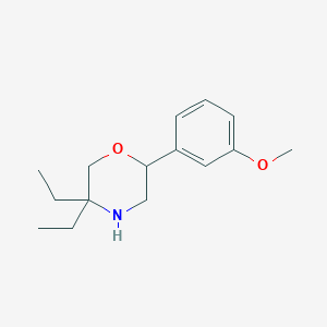 molecular formula C15H23NO2 B13056619 5,5-Diethyl-2-(3-methoxyphenyl)morpholine 