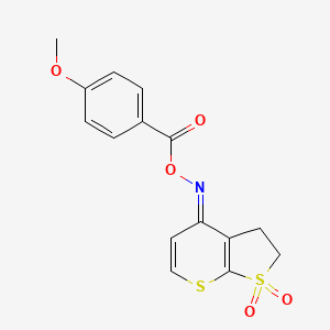 molecular formula C15H13NO5S2 B13056624 [(4E)-1,1-dioxo-2H,3H,4H-1lambda6-thieno[2,3-b]thiopyran-4-ylidene]amino4-methoxybenzoate 