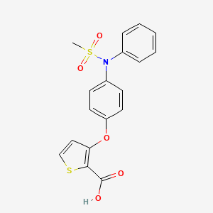 molecular formula C18H15NO5S2 B13056631 3-[4-(Phenylmethanesulfonamido)phenoxy]thiophene-2-carboxylicacid 