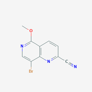 molecular formula C10H6BrN3O B13056680 8-Bromo-5-methoxy-1,6-naphthyridine-2-carbonitrile 