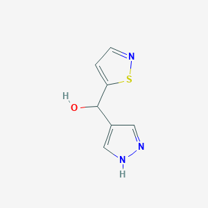 molecular formula C7H7N3OS B13056731 (1H-Pyrazol-4-yl)(1,2-thiazol-5-yl)methanol 