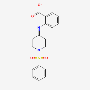 molecular formula C18H17N2O4S- B13056751 [1-(Benzenesulfonyl)piperidin-4-ylidene]aminobenzoate 