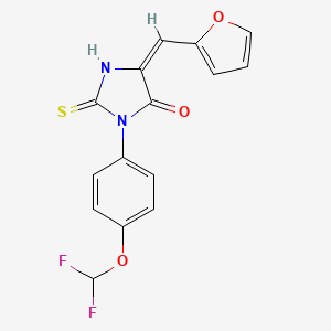 molecular formula C15H10F2N2O3S B13056900 (5E)-3-[4-(difluoromethoxy)phenyl]-5-(furan-2-ylmethylidene)-2-sulfanylideneimidazolidin-4-one 