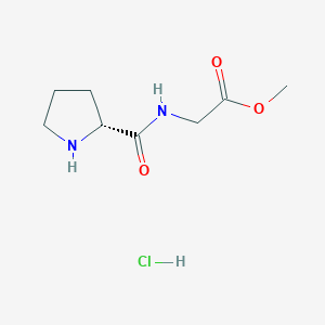 molecular formula C8H15ClN2O3 B13056956 Methyl(R)-prolylglycinatehydrochloride 