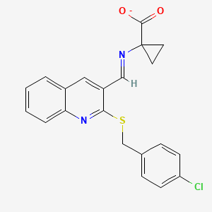 molecular formula C21H16ClN2O2S- B13056970 (E)-[(2-{[(4-chlorophenyl)methyl]sulfanyl}quinolin-3-yl)methylidene]aminocyclopropanecarboxylate 