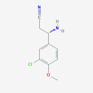 molecular formula C10H11ClN2O B13057093 (3S)-3-Amino-3-(3-chloro-4-methoxyphenyl)propanenitrile 