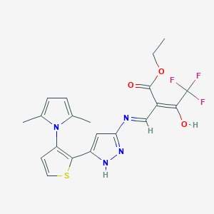 ethyl (Z)-3-({3-[3-(2,5-dimethyl-1H-pyrrol-1-yl)-2-thienyl]-1H-pyrazol-5-yl}amino)-2-(2,2,2-trifluoroacetyl)-2-propenoate