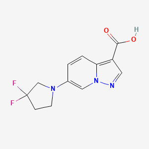 molecular formula C12H11F2N3O2 B13057886 6-(3,3-Difluoropyrrolidin-1-YL)pyrazolo[1,5-A]pyridine-3-carboxylic acid 