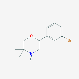 molecular formula C12H16BrNO B13057904 2-(3-Bromophenyl)-5,5-dimethylmorpholine 