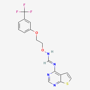 (E)-N-{thieno[2,3-d]pyrimidin-4-yl}-N'-{2-[3-(trifluoromethyl)phenoxy]ethoxy}methanimidamide