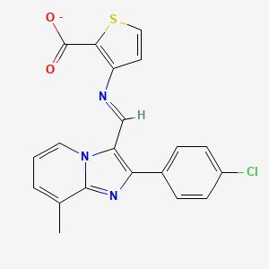 (E)-{[2-(4-chlorophenyl)-8-methylimidazo[1,2-a]pyridin-3-yl]methylidene}aminothiophene-2-carboxylate