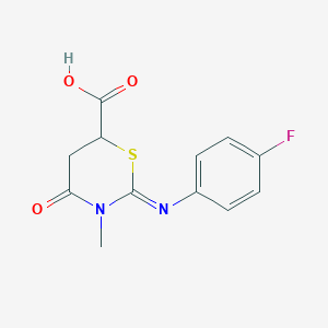 molecular formula C12H11FN2O3S B1305806 2-(4-Fluoro-phenylimino)-3-methyl-4-oxo-[1,3]thiazinane-6-carboxylic acid CAS No. 5931-69-1