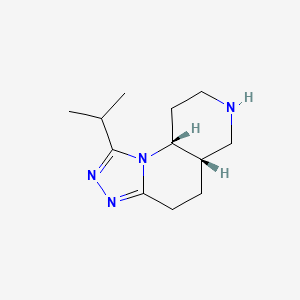 molecular formula C12H20N4 B13058115 (5AS,9AR)-1-Isopropyl-4,5,5A,6,7,8,9,9A-octahydro-[1,2,4]triazolo[4,3-A][1,6]naphthyridine 