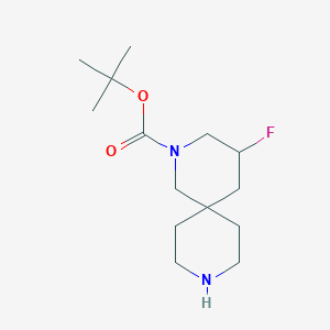 molecular formula C14H25FN2O2 B13058292 tert-Butyl4-fluoro-2,9-diazaspiro[5.5]undecane-2-carboxylate 