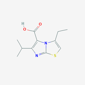 molecular formula C11H14N2O2S B13058298 3-Ethyl-6-(propan-2-yl)imidazo[2,1-b][1,3]thiazole-5-carboxylic acid 