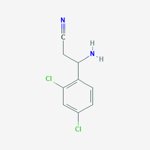 molecular formula C9H8Cl2N2 B13058345 3-Amino-3-(2,4-dichlorophenyl)propanenitrile 