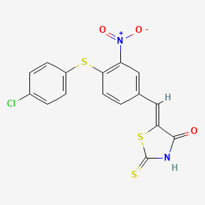 (5Z)-5-({4-[(4-chlorophenyl)sulfanyl]-3-nitrophenyl}methylidene)-2-sulfanylidene-1,3-thiazolidin-4-one