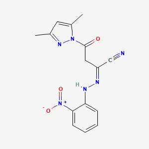 (E)-2-(3,5-dimethyl-1H-pyrazol-1-yl)-N-(2-nitrophenyl)-2-oxoethanecarbohydrazonoylcyanide