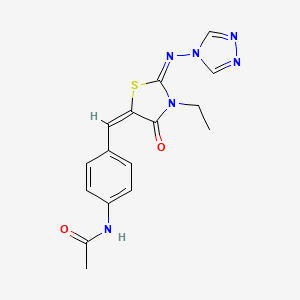 N-[4-[(E)-[(2E)-3-ethyl-4-oxo-2-(1,2,4-triazol-4-ylimino)-1,3-thiazolidin-5-ylidene]methyl]phenyl]acetamide