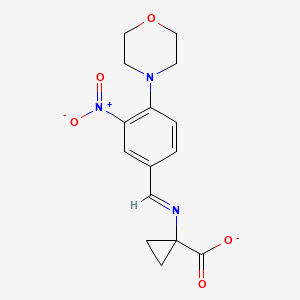 molecular formula C15H16N3O5- B13058628 (Z)-{[4-(morpholin-4-yl)-3-nitrophenyl]methylidene}aminocyclopropanecarboxylate 