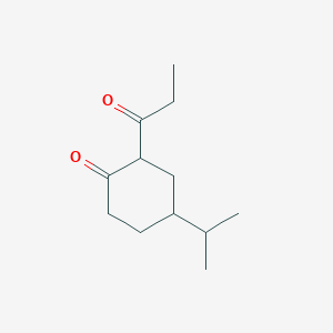 molecular formula C12H20O2 B13058656 4-(Propan-2-yl)-2-propanoylcyclohexan-1-one 