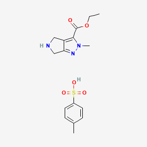 molecular formula C16H21N3O5S B13058694 Ethyl 2-methyl-2,4,5,6-tetrahydropyrrolo[3,4-c]pyrazole-3-carboxylate 4-methylbenzenesulfonate 