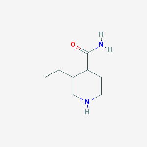 molecular formula C8H16N2O B13058821 3-Ethylpiperidine-4-carboxamide 