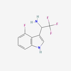 molecular formula C10H8F4N2 B13058886 2,2,2-trifluoro-1-(4-fluoro-1H-indol-3-yl)ethan-1-amine 