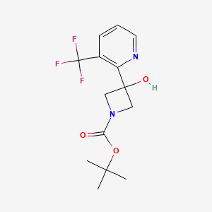 molecular formula C14H17F3N2O3 B13059073 tert-Butyl 3-hydroxy-3-[3-(trifluoromethyl)pyridin-2-yl]azetidine-1-carboxylate 