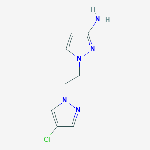 molecular formula C8H10ClN5 B13059143 1-[2-(4-chloro-1H-pyrazol-1-yl)ethyl]-1H-pyrazol-3-amine 