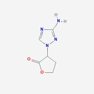 molecular formula C6H8N4O2 B13059167 3-(3-amino-1H-1,2,4-triazol-1-yl)oxolan-2-one 