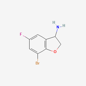 molecular formula C8H7BrFNO B13059188 7-Bromo-5-fluoro-2,3-dihydro-1-benzofuran-3-amine 