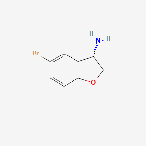 molecular formula C9H10BrNO B13059198 (3S)-5-Bromo-7-methyl-2,3-dihydro-1-benzofuran-3-amine 