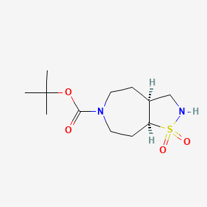 molecular formula C12H22N2O4S B13059213 Cis-1,1-Dioxo-Octahydro-1L6-Isothiazolo[4,5-D]Azepine-6-CarboxylicAcidTert-ButylEster 