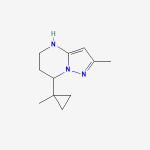 molecular formula C11H17N3 B13059273 2-Methyl-7-(1-methylcyclopropyl)-4H,5H,6H,7H-pyrazolo[1,5-a]pyrimidine 