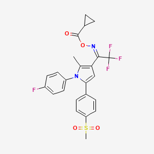 molecular formula C24H20F4N2O4S B13060013 (Z)-{2,2,2-trifluoro-1-[1-(4-fluorophenyl)-5-(4-methanesulfonylphenyl)-2-methyl-1H-pyrrol-3-yl]ethylidene}amino cyclopropanecarboxylate 