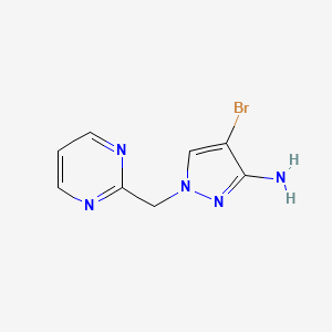 molecular formula C8H8BrN5 B13060030 4-Bromo-1-(pyrimidin-2-ylmethyl)-1H-pyrazol-3-amine 