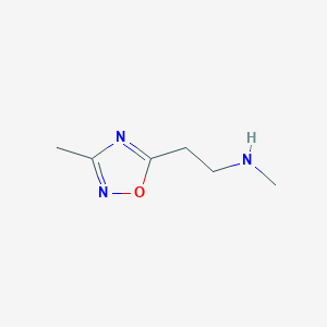 molecular formula C6H11N3O B13060127 N-Methyl-2-(3-methyl-1,2,4-oxadiazol-5-yl)ethan-1-amine 