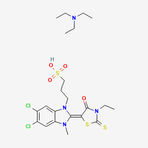 3-[(2E)-5,6-dichloro-2-(3-ethyl-4-oxo-2-sulfanylidene-1,3-thiazolidin-5-ylidene)-3-methylbenzimidazol-1-yl]propane-1-sulfonic acid;N,N-diethylethanamine