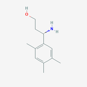 molecular formula C12H19NO B13060569 (3S)-3-Amino-3-(2,4,5-trimethylphenyl)propan-1-OL 