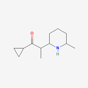 molecular formula C12H21NO B13060887 1-Cyclopropyl-2-(6-methylpiperidin-2-yl)propan-1-one 